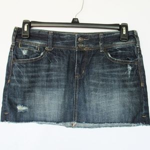 X2 Quality Denim Distressed Frayed Mini Skirt